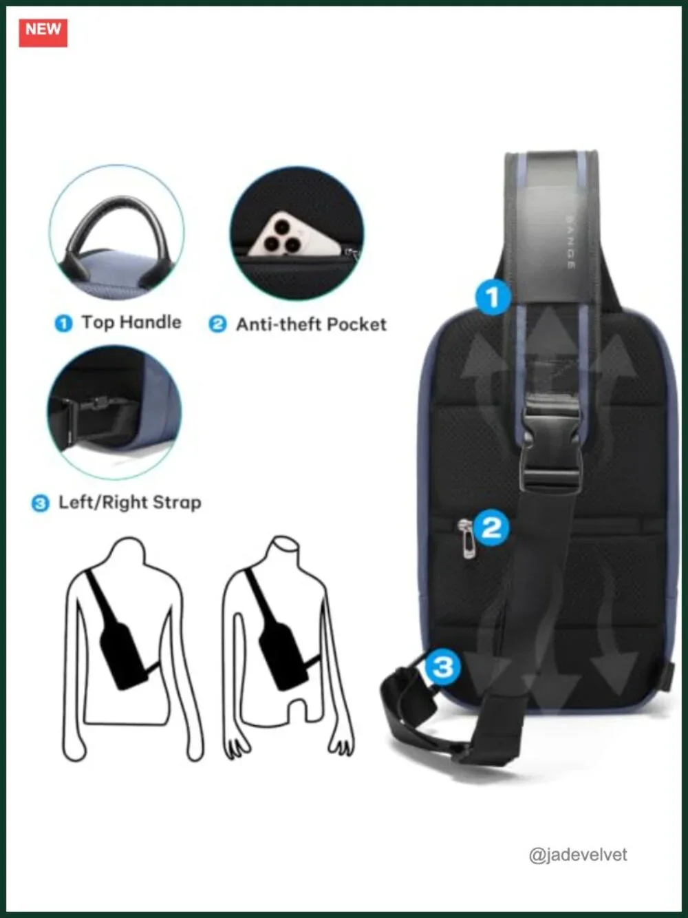 Waterproof Men's Sling Bag with Separated 11